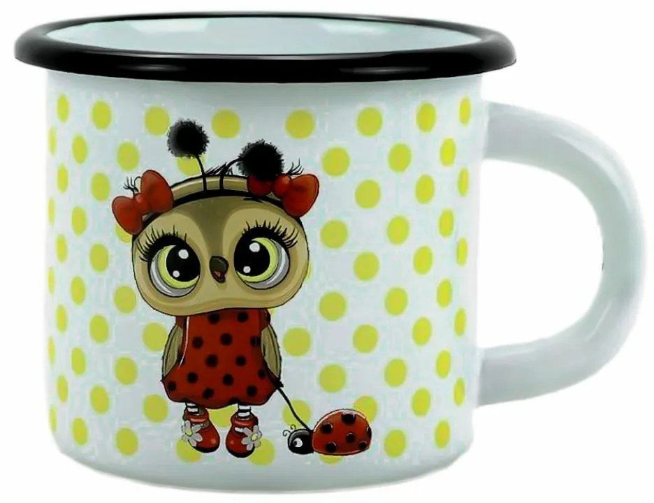 Belis Smaltált bögre bagoly és katicabogárral, 7cm, 0,25 l
