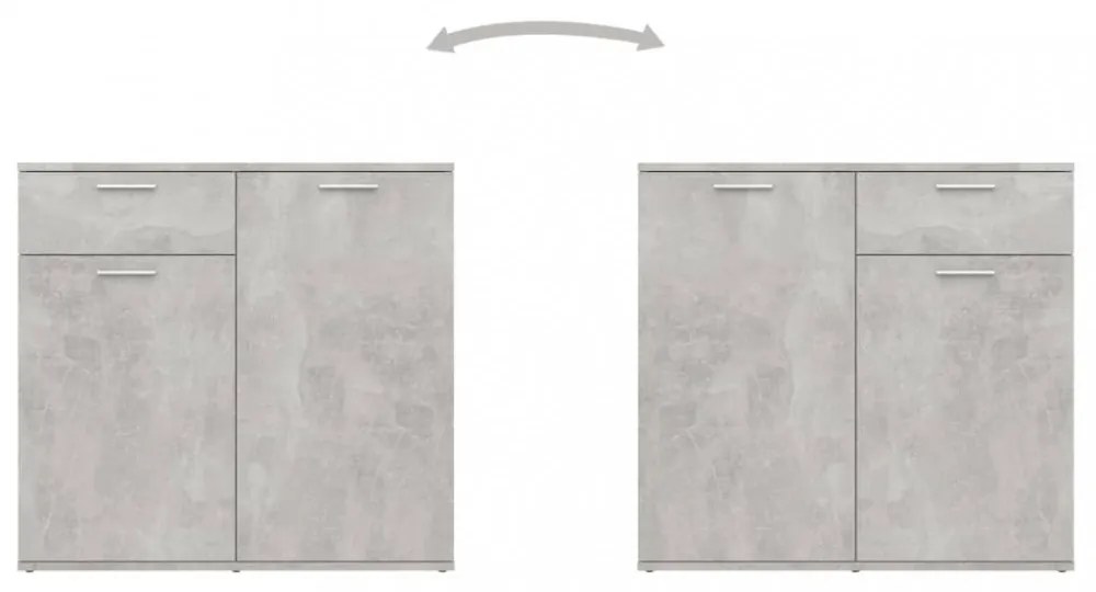 betonszürke szerelt fa tálalószekrény 80 x 36 x 75 cm