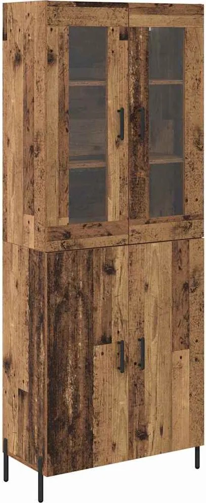 vidaXL Magasfiú Falra szerelhető Öreg fa 69,5 x 34 x 180 cm Faanyag