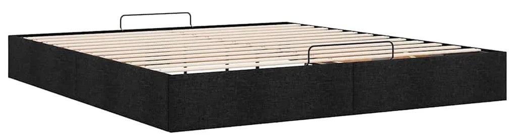 Ottomán fekete szövet ágykeret matrac nélkül 200 x 200 cm