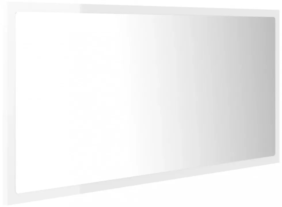 magasfényű fehér akril LED-es fürdőszobatükör 90x8,5x37 cm