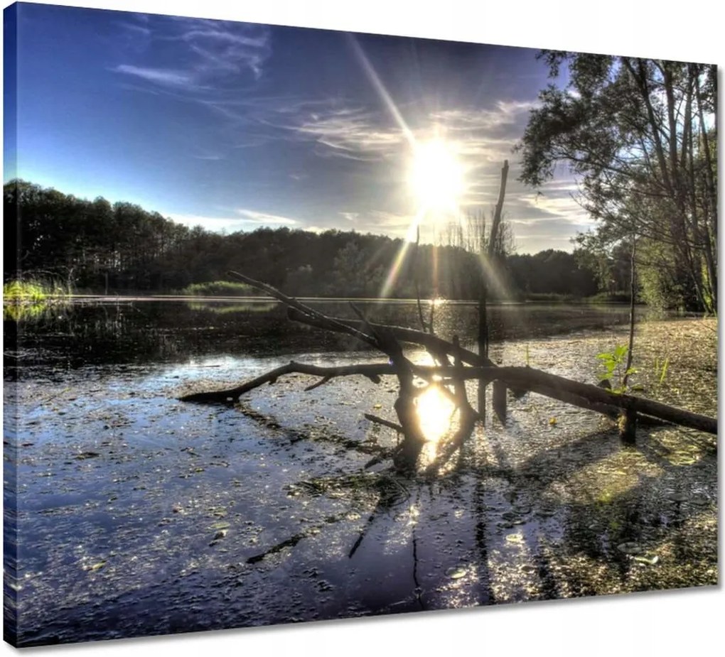 Vászonkép 50x40 Naplemente a tóparton