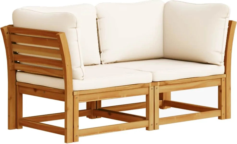 vidaXL 2 személyes tömör akácfa kerti kanapé párnával