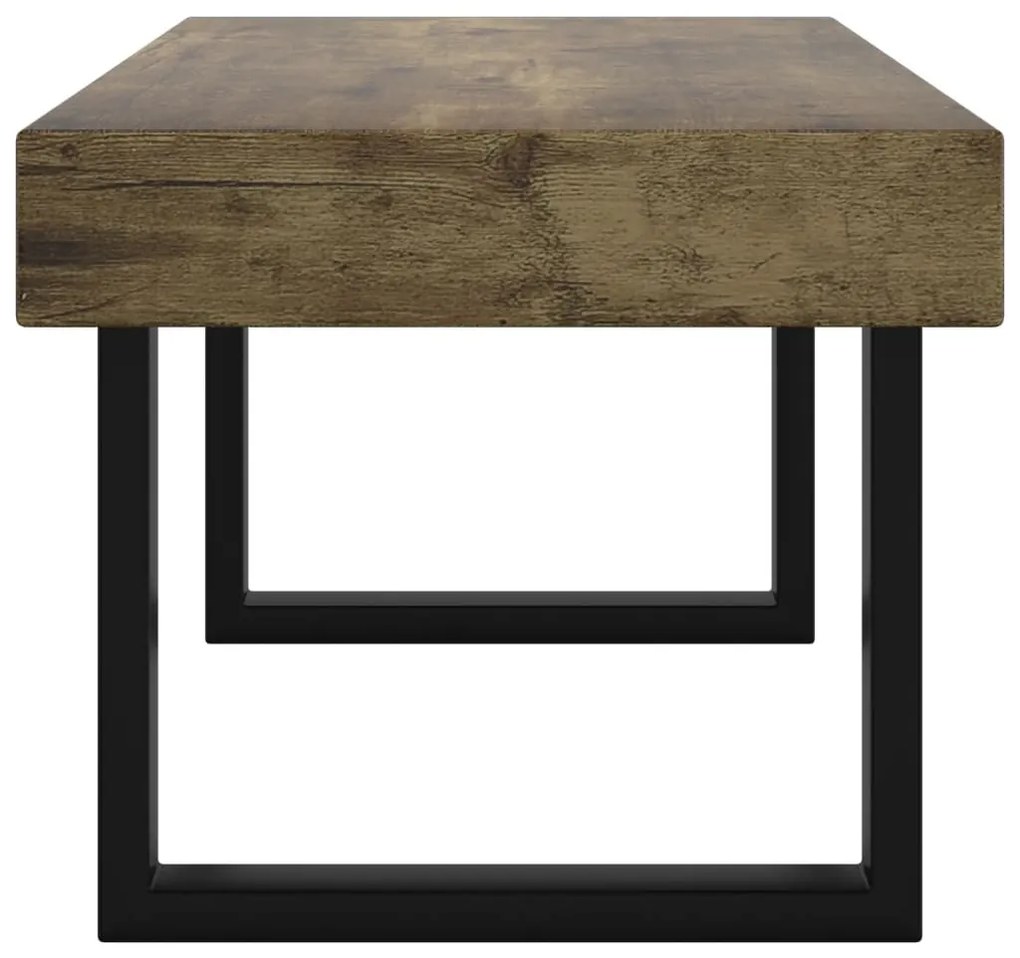 Sötétbarna és fekete MDF és vas dohányzóasztal 90x45x40 cm
