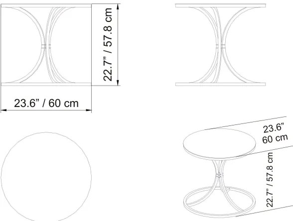 Kisasztal CORLEAONE 57,8x60 cm fekete