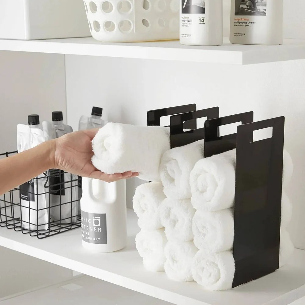 Fekete fém törölközőtartó állvány szett 2 db-os Tower – YAMAZAKI