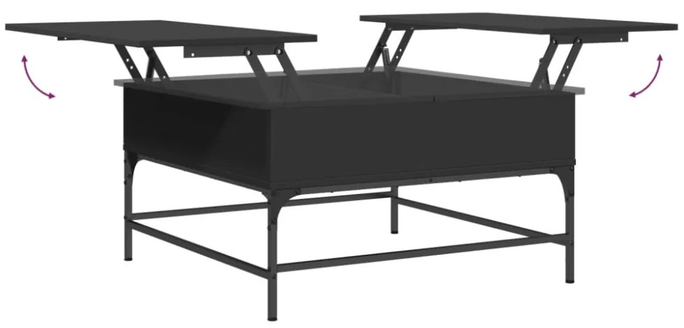 fekete szerelt fa és fém dohányzóasztal 80 x 80 x 45 cm