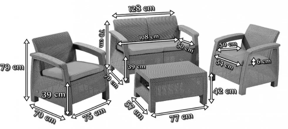 Corfu set kerti bútor garnitúra