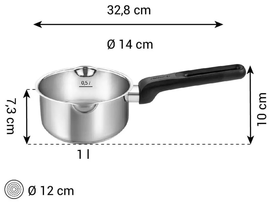 Indukciós tűzhelyhez alkalmas rozsdamentes acél lábas 1 l Brava – Tescoma