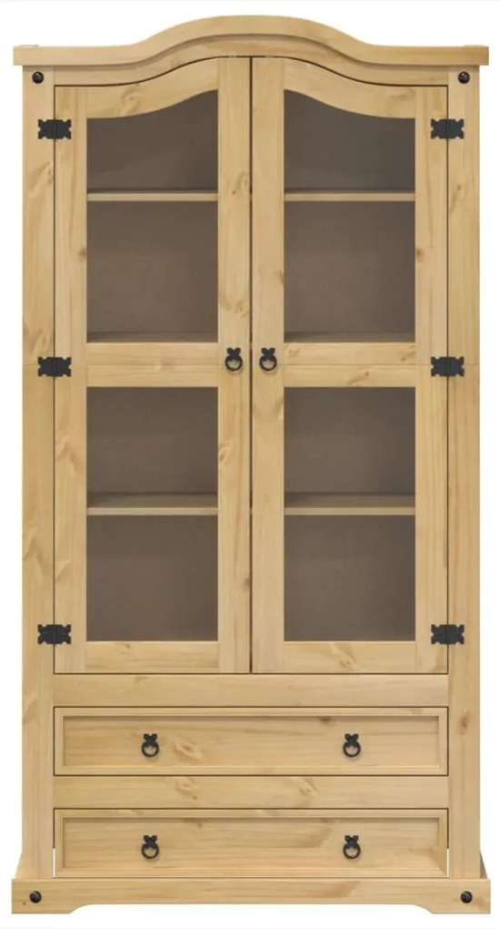 Corona tömör fenyőfa vitrinszekrény 99x43x187 cm