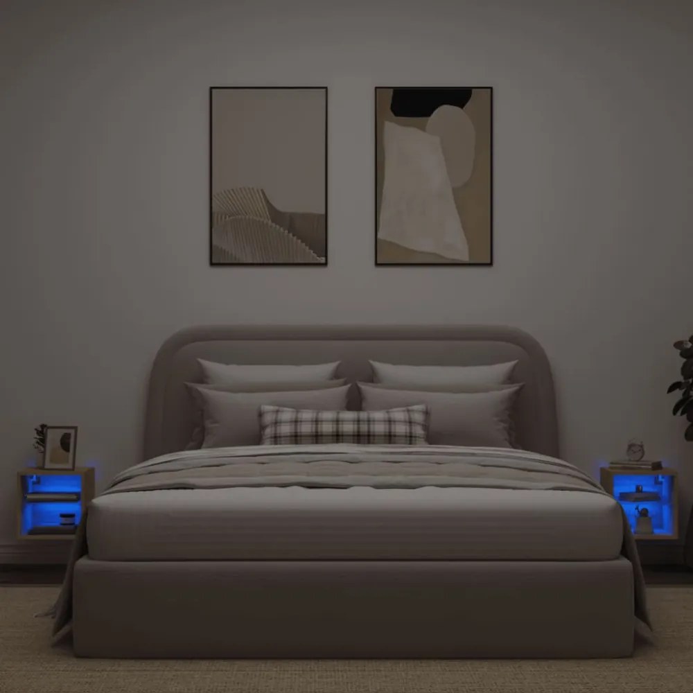 2 db sonoma tölgy fali TV-szekrény LED-ekkel 30x28,5x30 cm