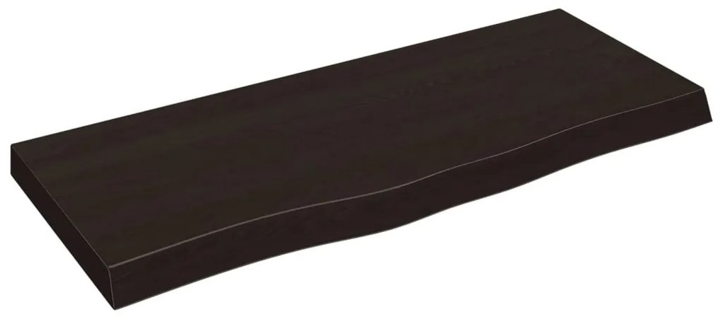 sötétbarna kezelt tömör tölgyfa fali polc 100x40x(2-6) cm
