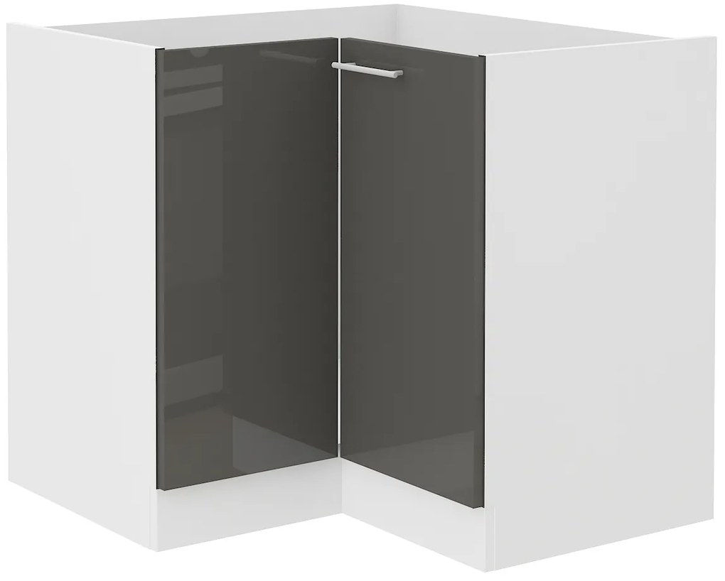 Sarok alsó konyhaszekrény Lavera 90 x 90 DN 2F BB (fehér + fényes szürke). 1032413