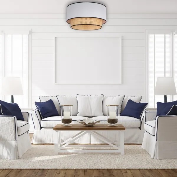 Duolla - Mennyezeti lámpa BOHO 1xE27/15W/230V átm. 45 cm fehér/rattan