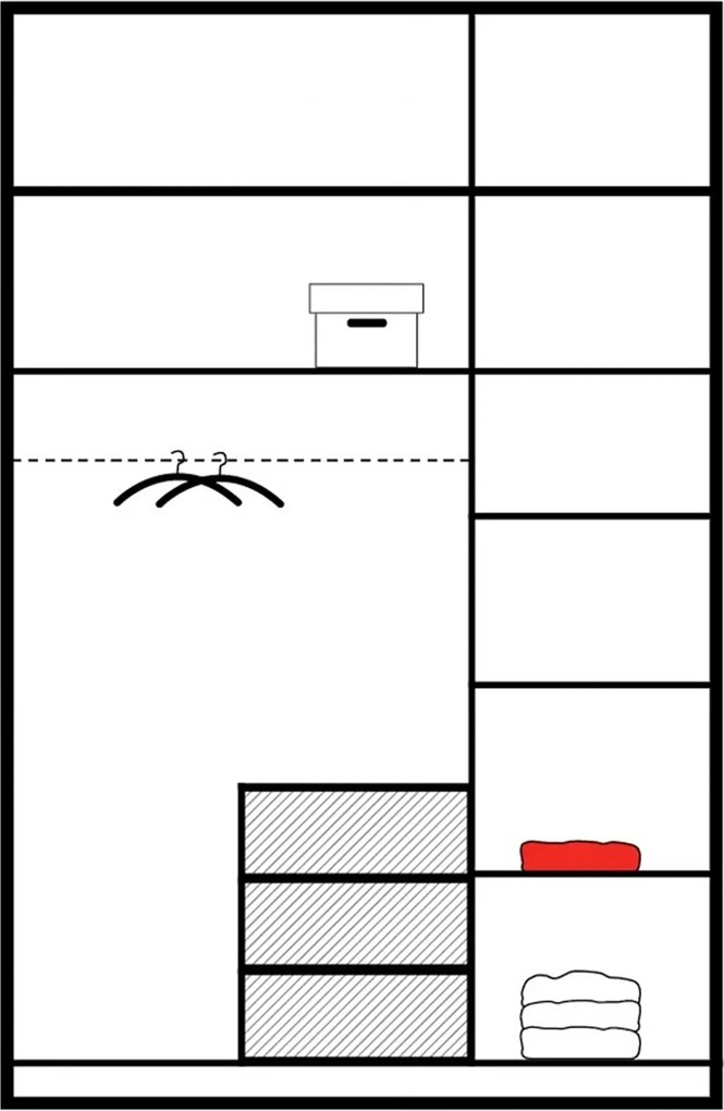 Bali ruhásszekrény felső elemmel 147 cm - sonoma tölgy