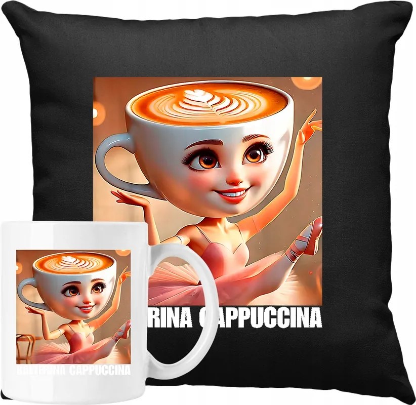 Ballerina Cappuccino kávés bögre és párna szett 2 darabos ajándék ötlet