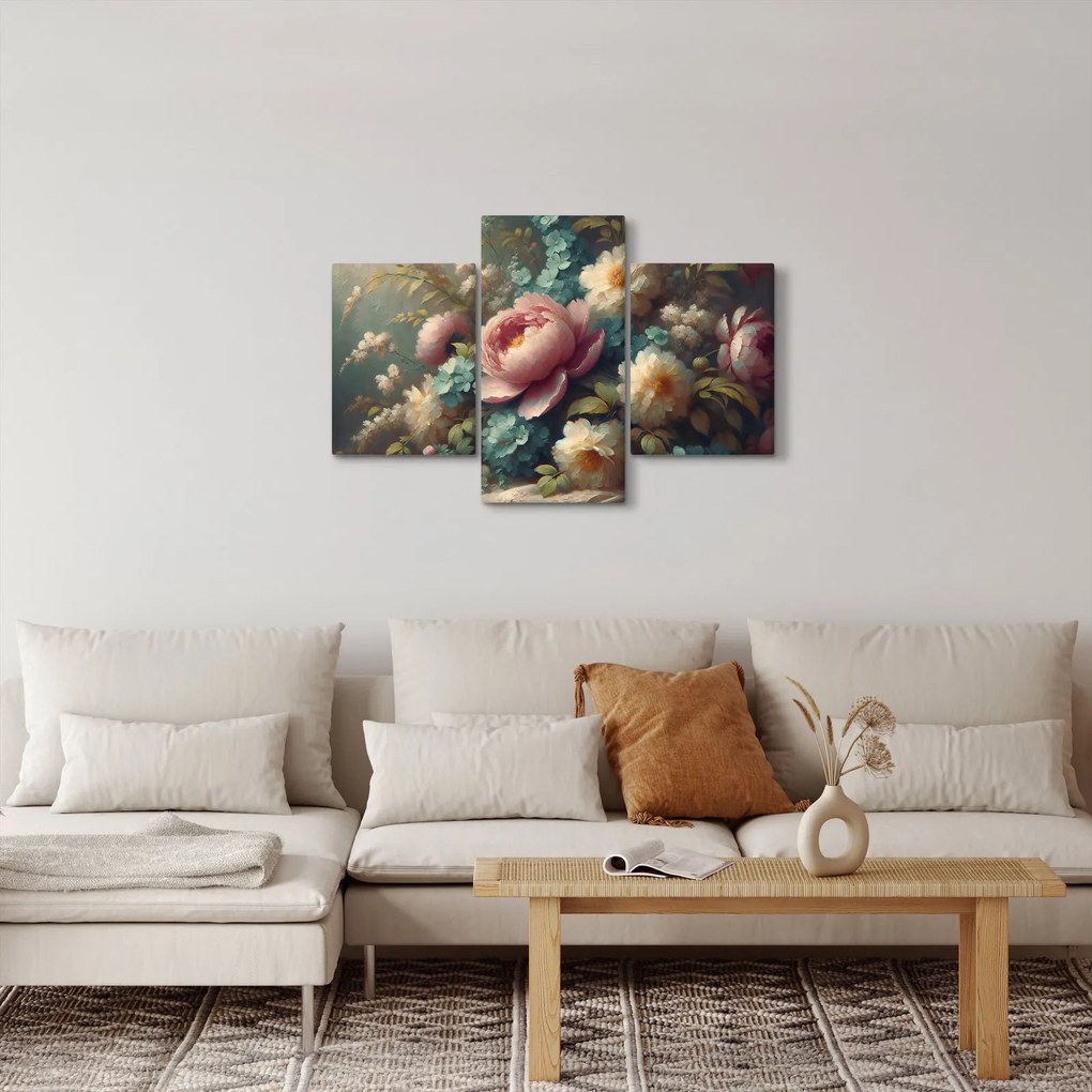 Kép - Természet csendélet virágokkal - festmény (90x60 cm)