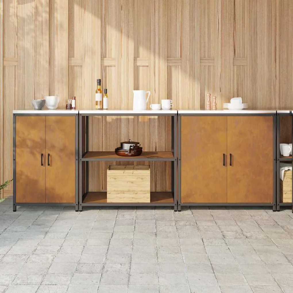 Konyhai Tároló Készlet polcokkal 3 pcs Rozsdás 240 x 50 x 92 cm