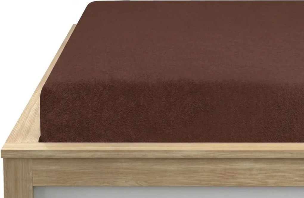 Frottír gumis lepedő BASIC sötétbarna 90 x 200 cm