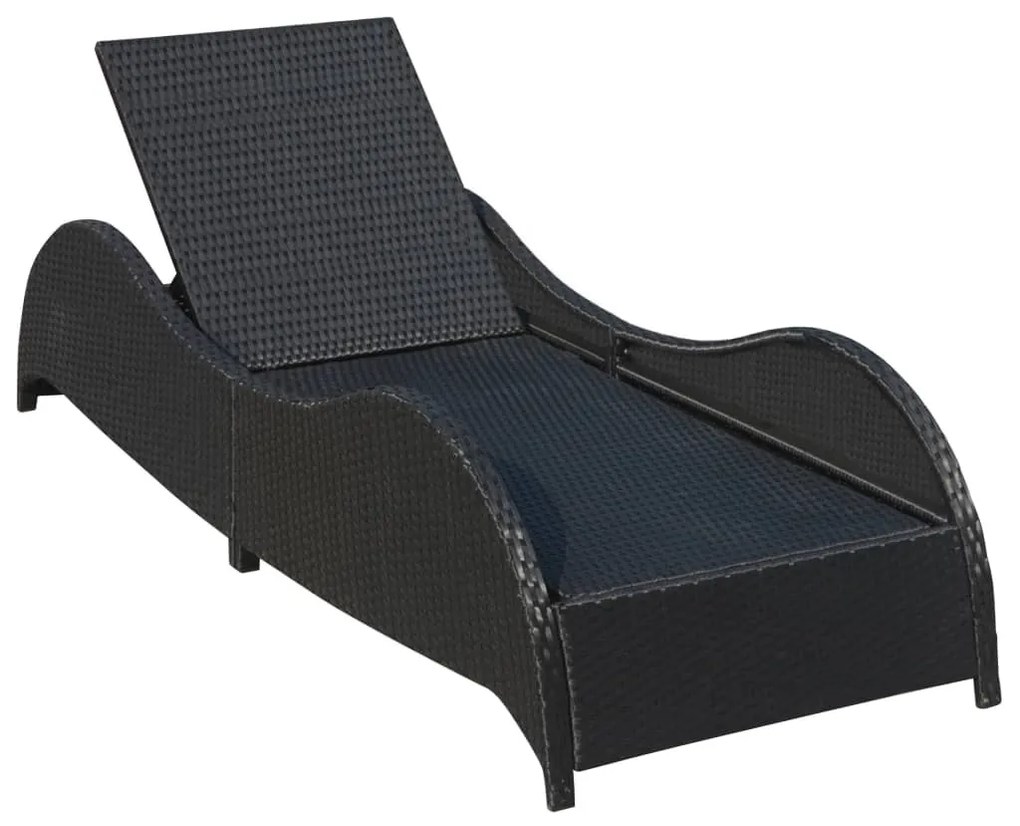 Fekete polyrattan napozóágy párnával