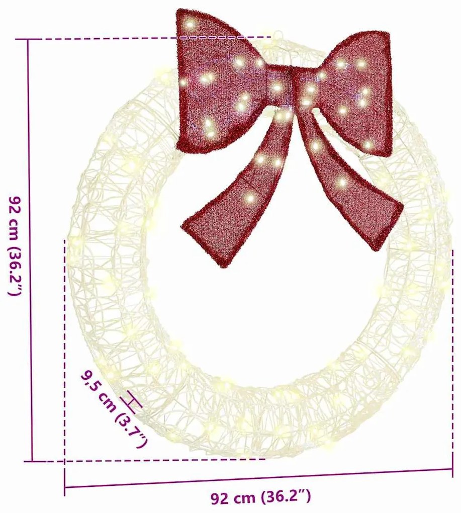 Koszorú 80 LED-del Meleg fehér 90 cm Akril