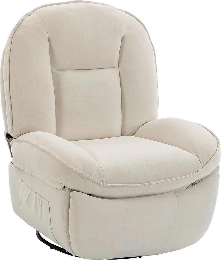 HOMCOM dönthető karosszék — párnázott forgó és hintáztatható TV-fotel lábtartóval, mély ülés, chenille, oldalzseb, 150 kg | Aosom
