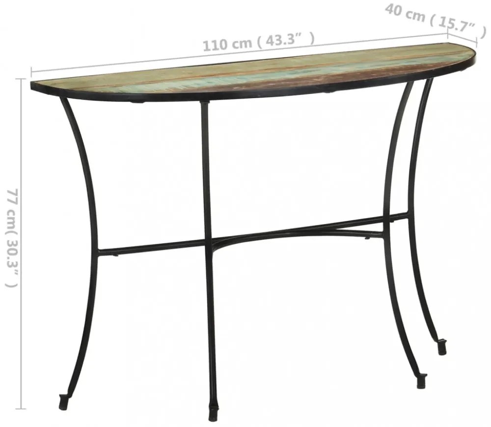 tömör újrahasznosított fa kisasztal 110 x 40 x 77 cm