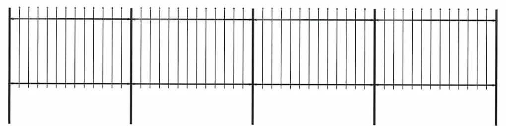 vidaXL fekete acélkerítés lándzsás tetejű 714,5 x 120 cm