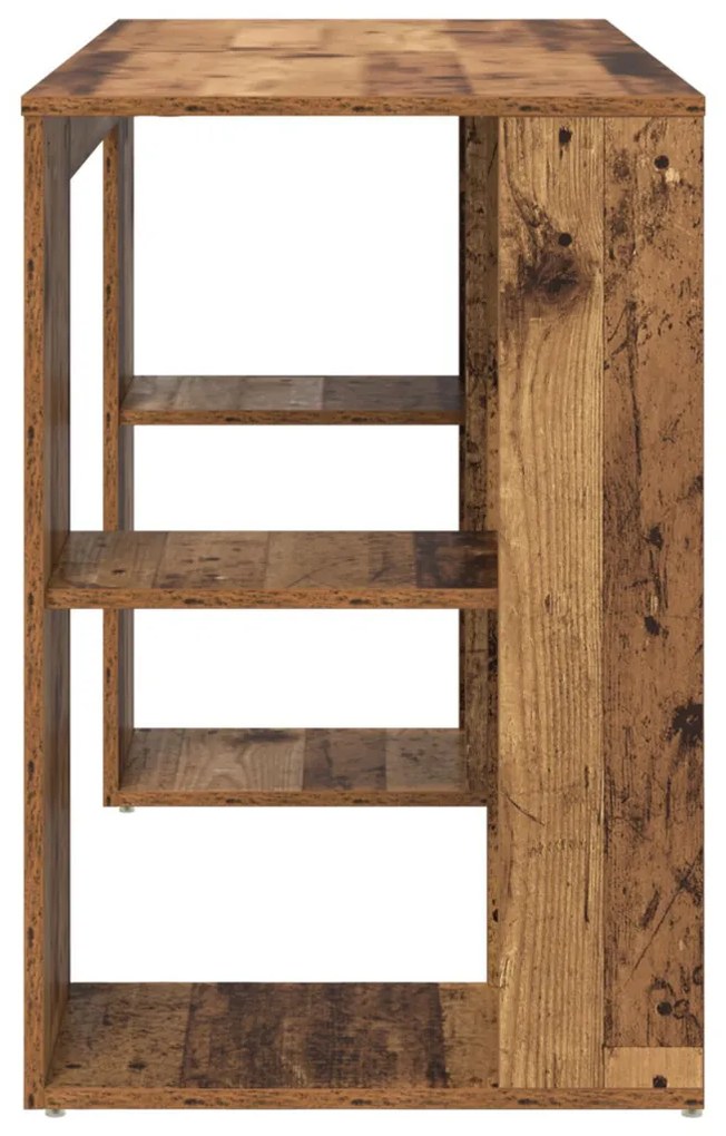 vidaXL Asztal polcokkal tárolóval Öreg fa 130 x 50.5 x 75 cm Faanyag