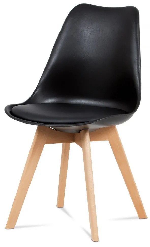 Scaun Monza modern scandinav cu perna scaunului din piele textilă, Picioare din lemn de fag