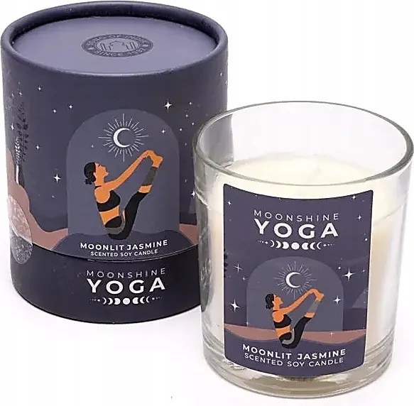 Szója illatgyertya üvegben 20h Moonshine Yoga Moonlit Jasmine gyertya