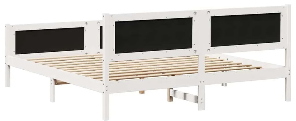 Ágykeret Fehér és világosszürke 180 x 200 cm Tömör fenyőfa