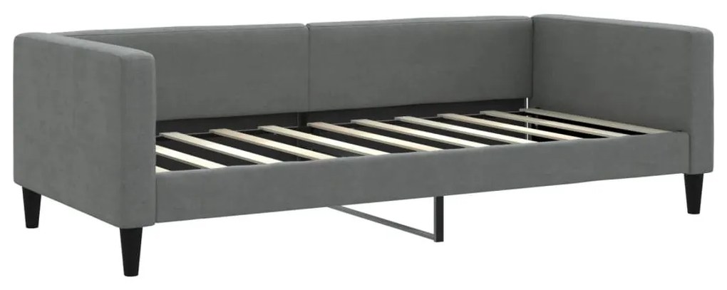 sötétszürke kihúzható szövet heverő matracokkal 90 x 190 cm