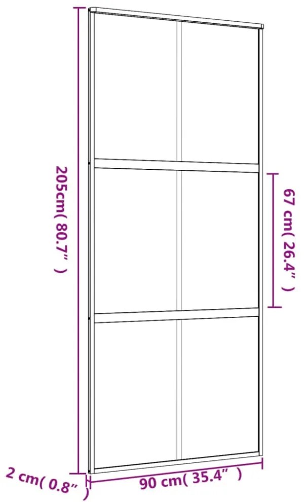 aranyszínű ESG tejüveg és alumínium tolóajtó 90 x 205 cm