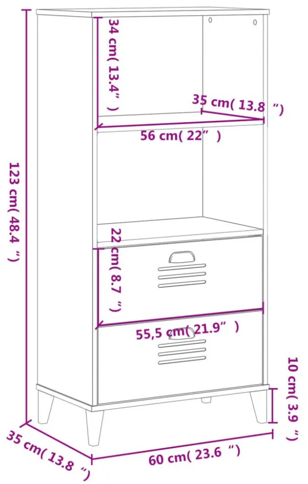 VIKEN antracitszürke szerelt fa könyvszekrény 60 x 35 x 123 cm