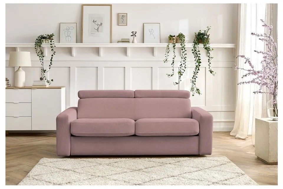 Rózsaszín kinyitható kanapé 215 cm Monaco – Bobochic Paris
