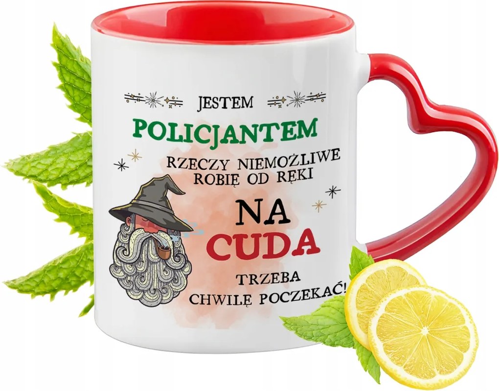 Rendőr bögre Piros, szív alakú füllel Ajándék