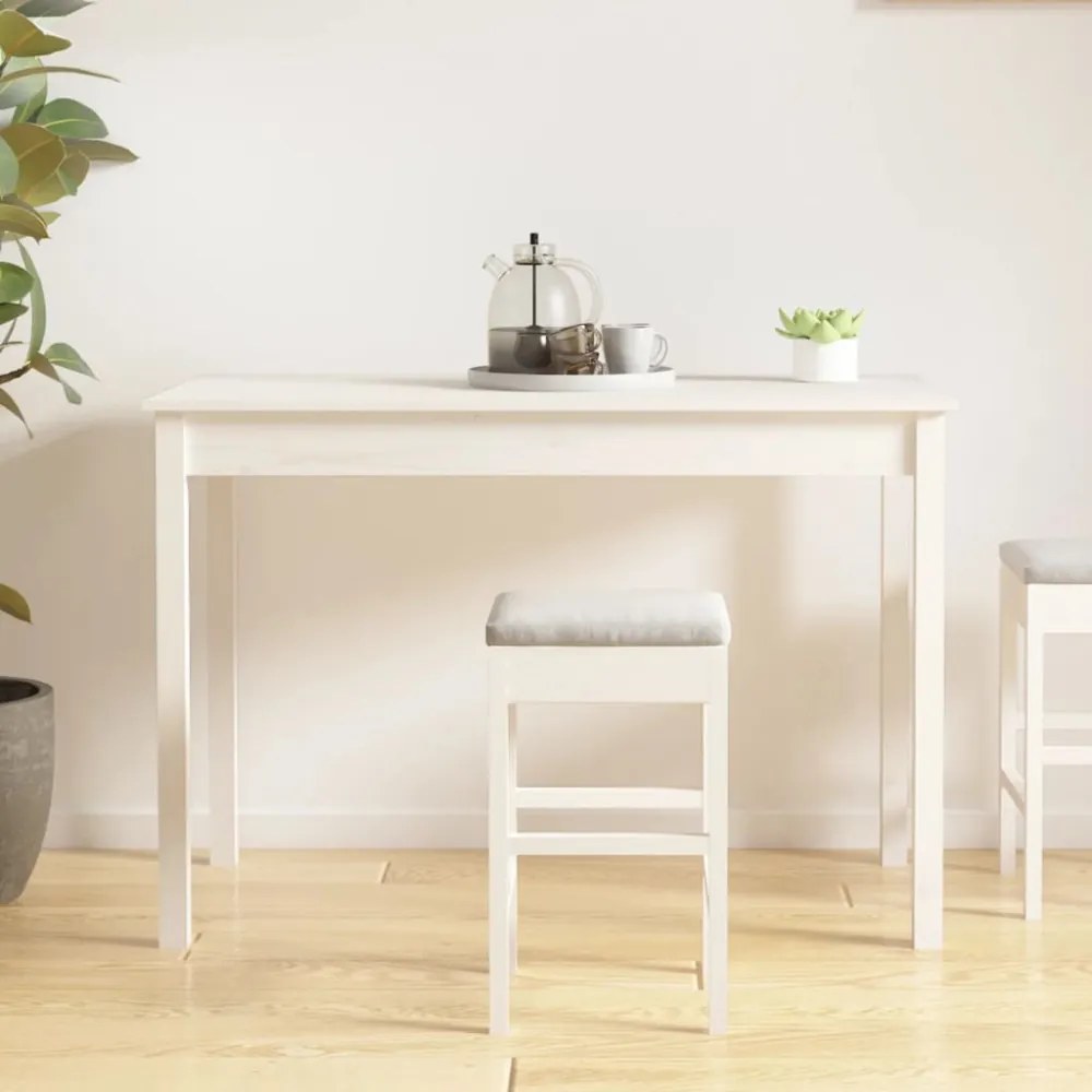 fehér tömör fenyőfa ebédlőasztal 110 x 55 x 75 cm