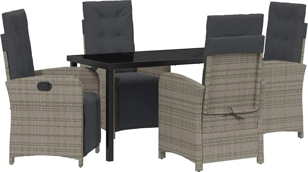 vidaXL Kert étkező szett párnával 5 pcs Szürke polirattan