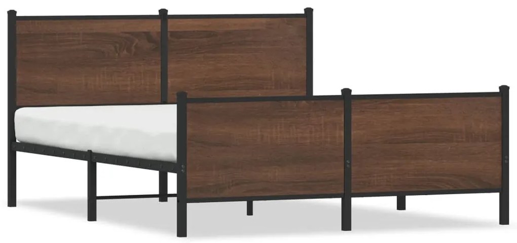 barna tölgy színű fém ágykeret matrac nélkül 150 x 200 cm