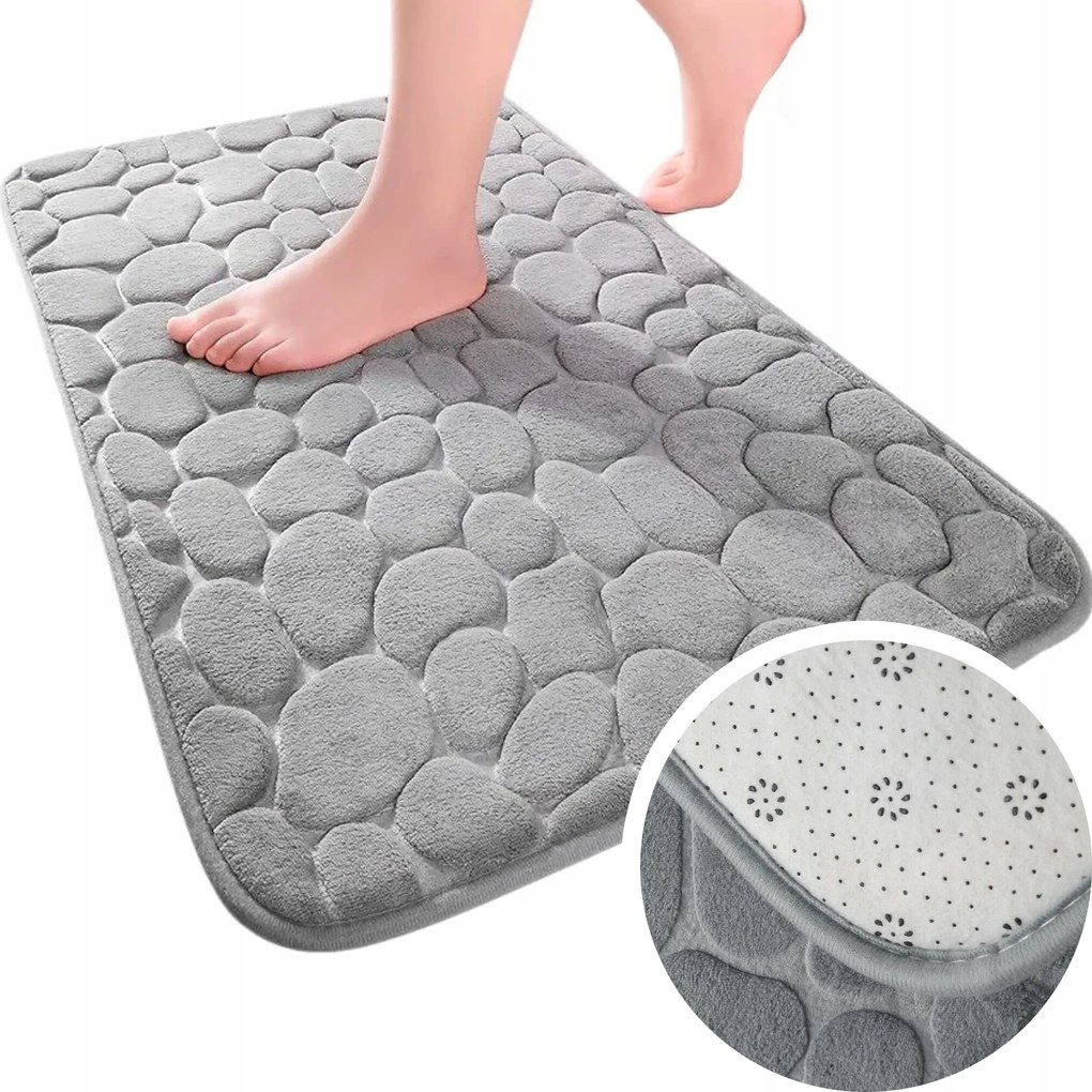 Fürdőszobaszőnyeg Csúszásgátló Puha Szőnyeg Szürke Nedvszívó 50 x 80