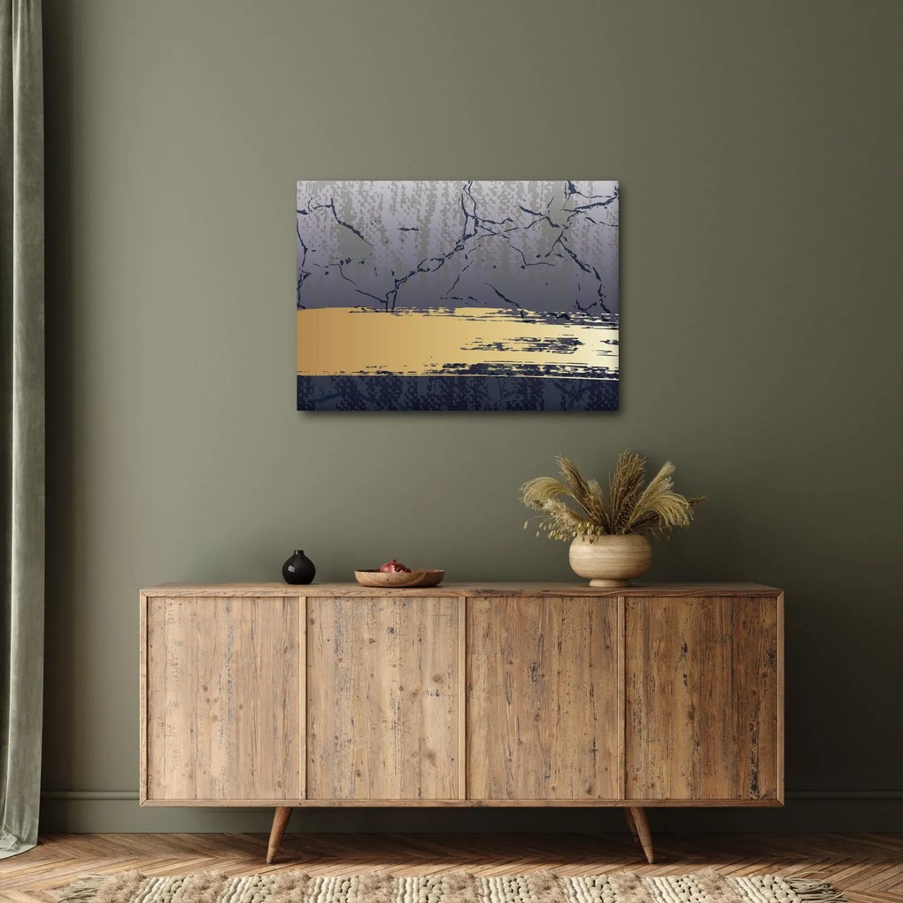 Kép - Kék és arany absztrakció N⁰1 (70x50 cm)