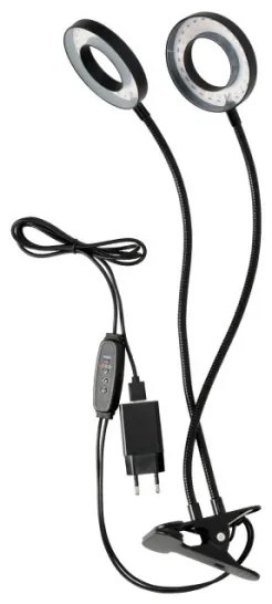 LED flexibilis asztali lámpa csipesszel növényekhez VITARO 2xLED/4W/230V fekete