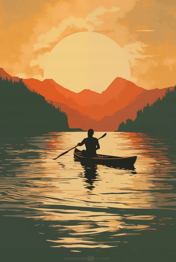 Poszter 61x90,5cm Evezés alkonyatkor