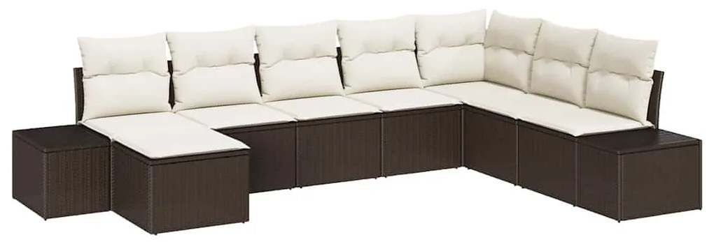 Kerti Kanapé Szett 8 pcs Barna és krémszínű 319 x 209 x 85 cm