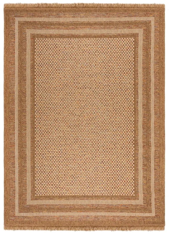 Natúr színű kültéri-beltéri szőnyeg 120x170 cm Layla Border – Flair Rugs