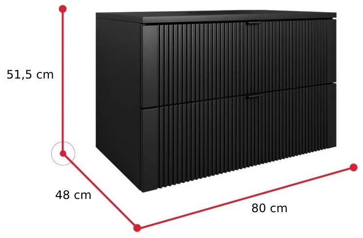 DAKARI fürdőszoba szekrény a mosdó alatt, 60x51,5x48, fekete