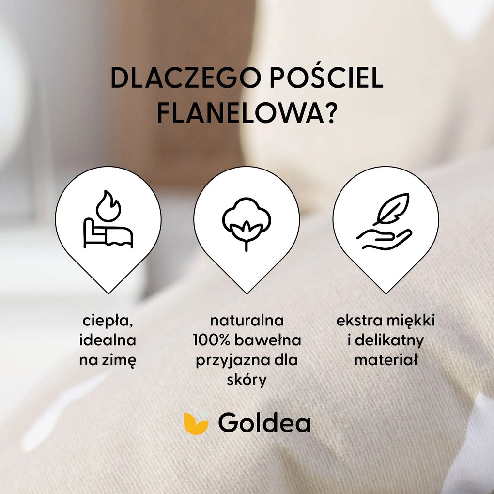 Goldea flanel ágyneműhuzat - szívecskék, latte színű alapon 200 x 200 és 2db 70 x 90 cm