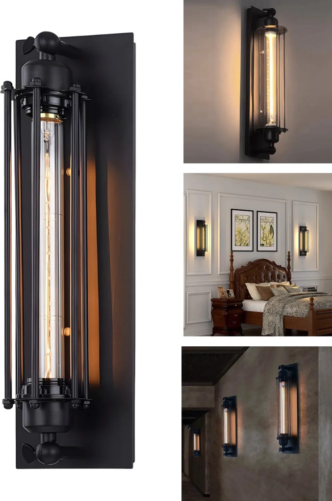 Retro fali lámpa retro E27 fali lámpa E27 Retro fekete