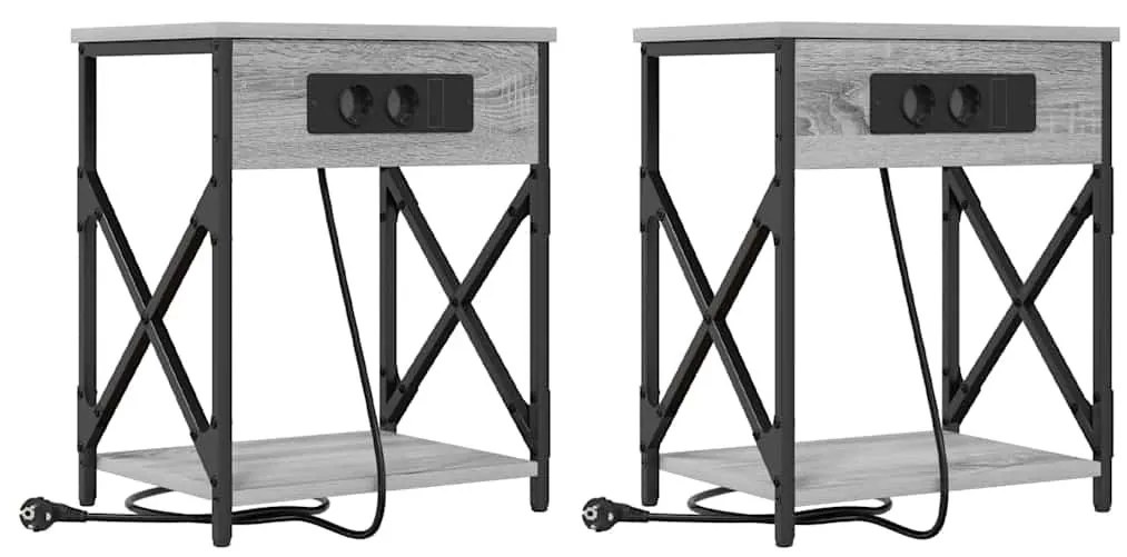 Éjjeliszekrény 2 pcs Szürke sonoma 41 x 31 x 51 cm Faanyag